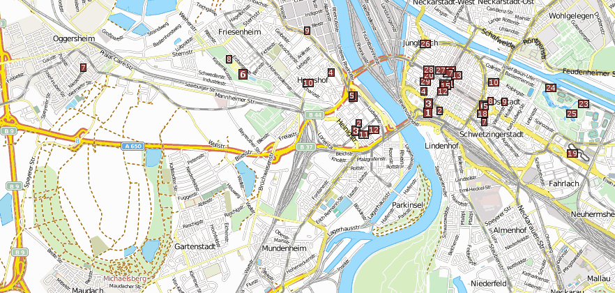 Ludwigshafen Reiseführer und Sehenswürdigkeiten in Ludwigshafen  per Landkarte