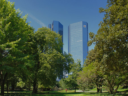 Foto Deutsche Bank mit Bäumen - Frankfurt am Main